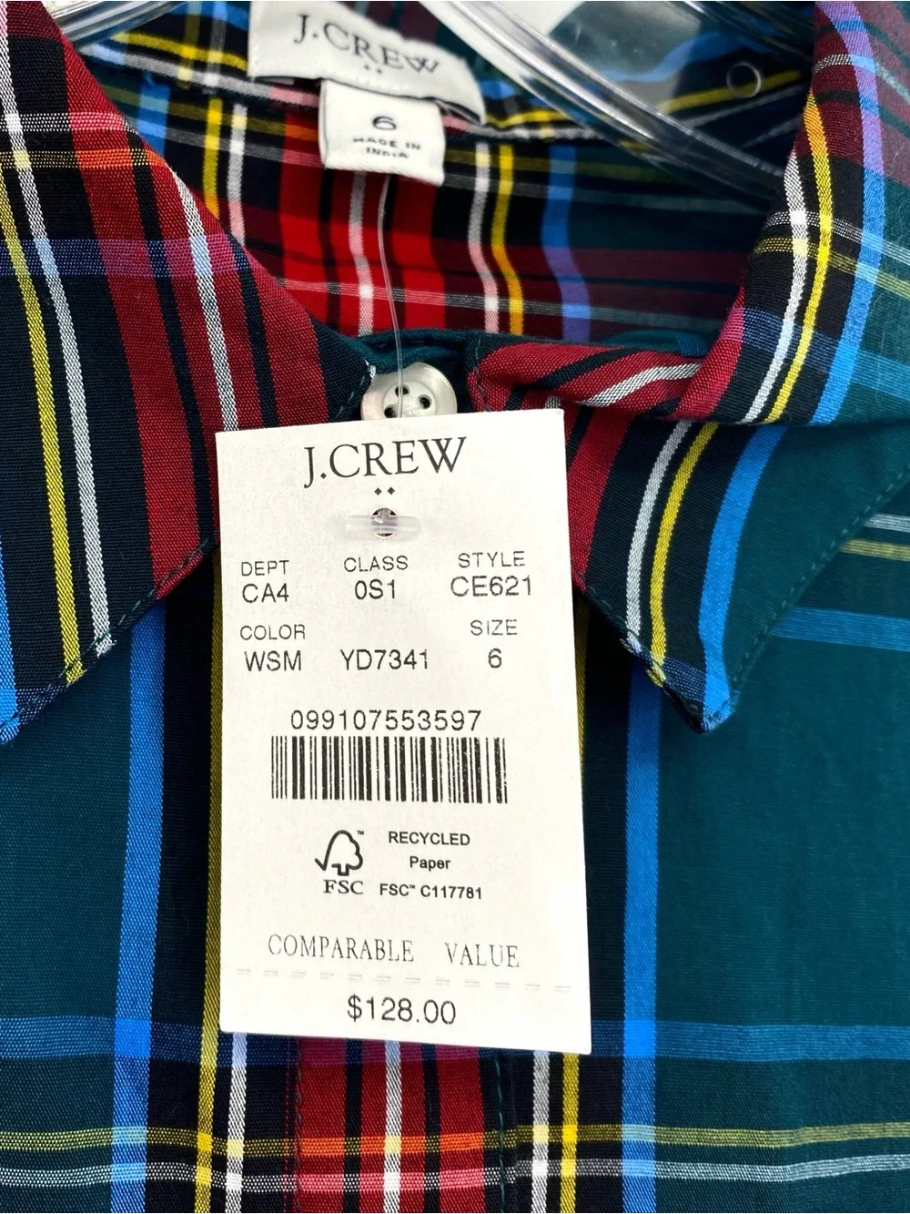 J. Crew Tartan Plaid Shirt Dress Midi Cotton New Sleeveless Size 6 - Picture 3 of 8
